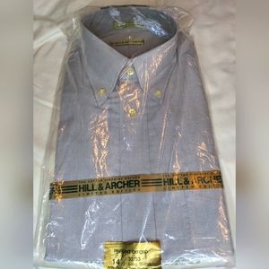 Hill & Archer Vintage Pinpoint Oxford Gray Button-Down Shirt, 14.5-32/33